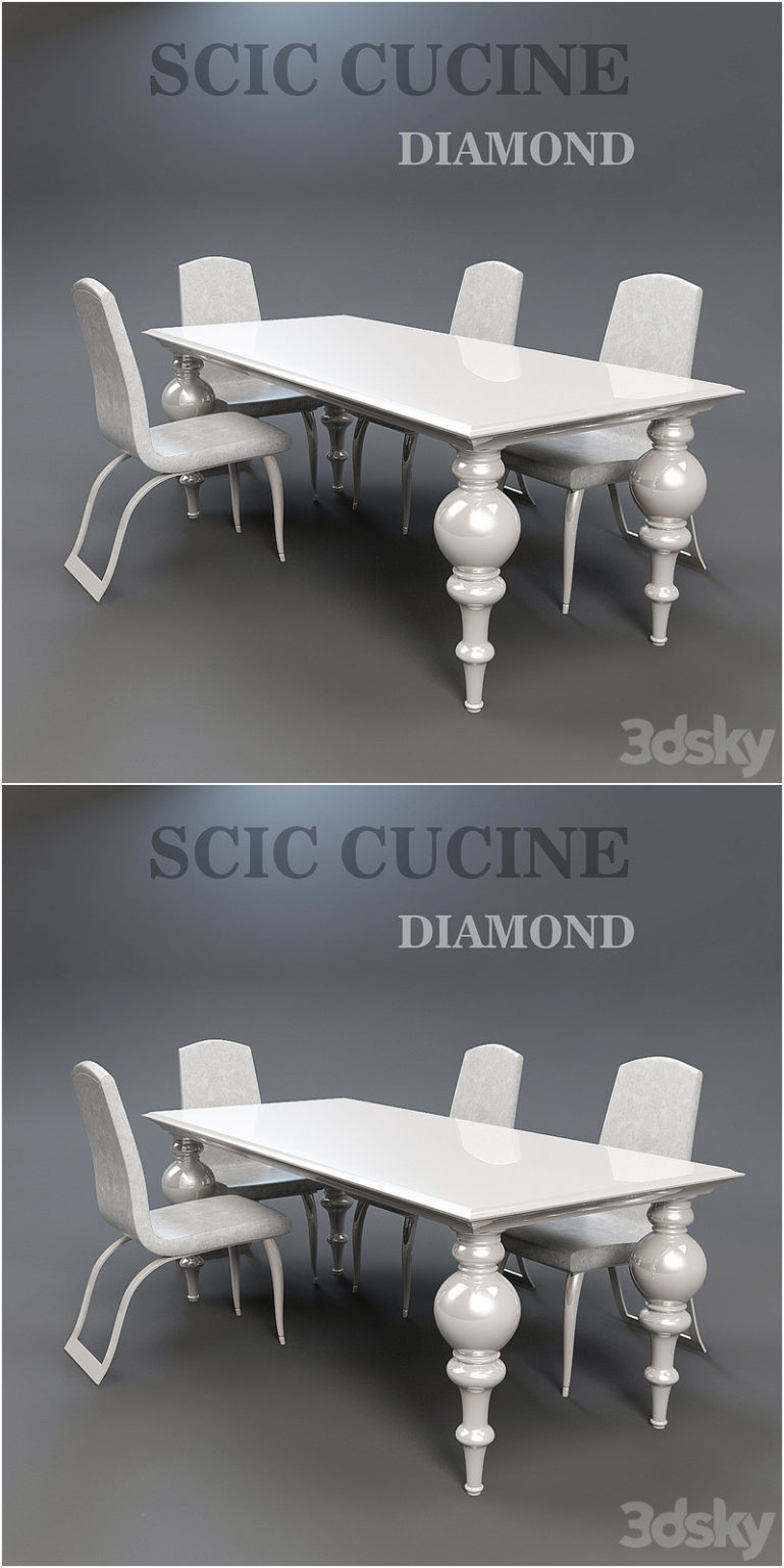Desire FX 3d models | Dining table SCIC CUCINE DIAMOND and chair – 3D Model