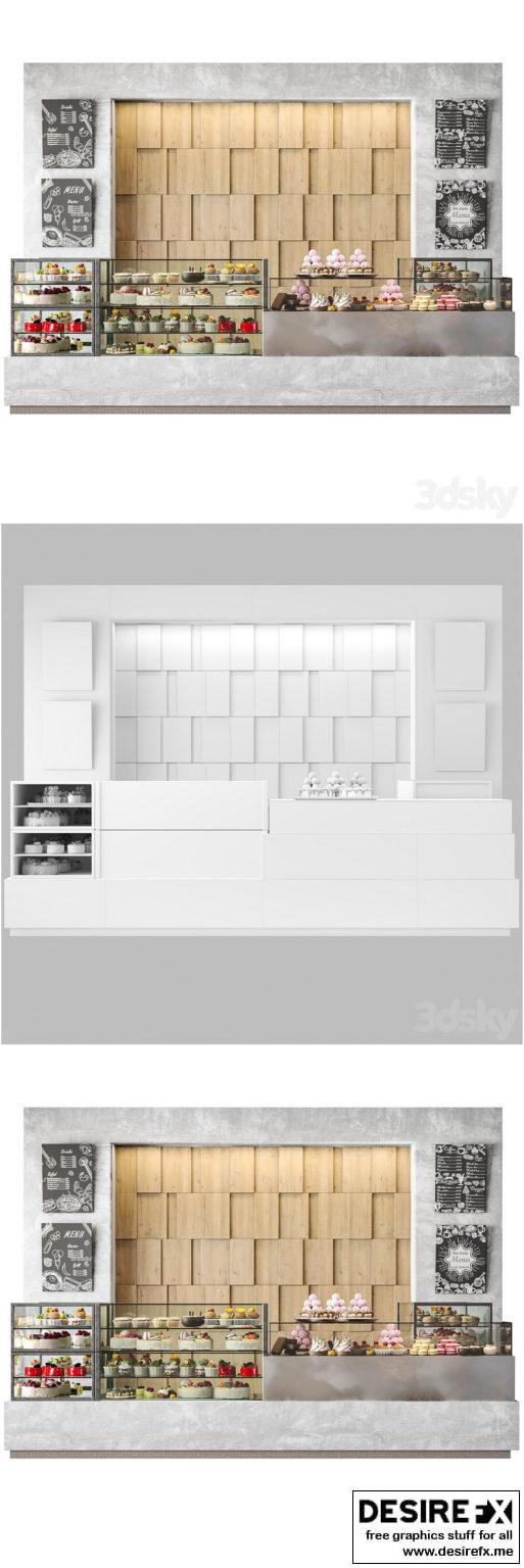 Desire FX 3d models | Modern coffee shop with display case with ...