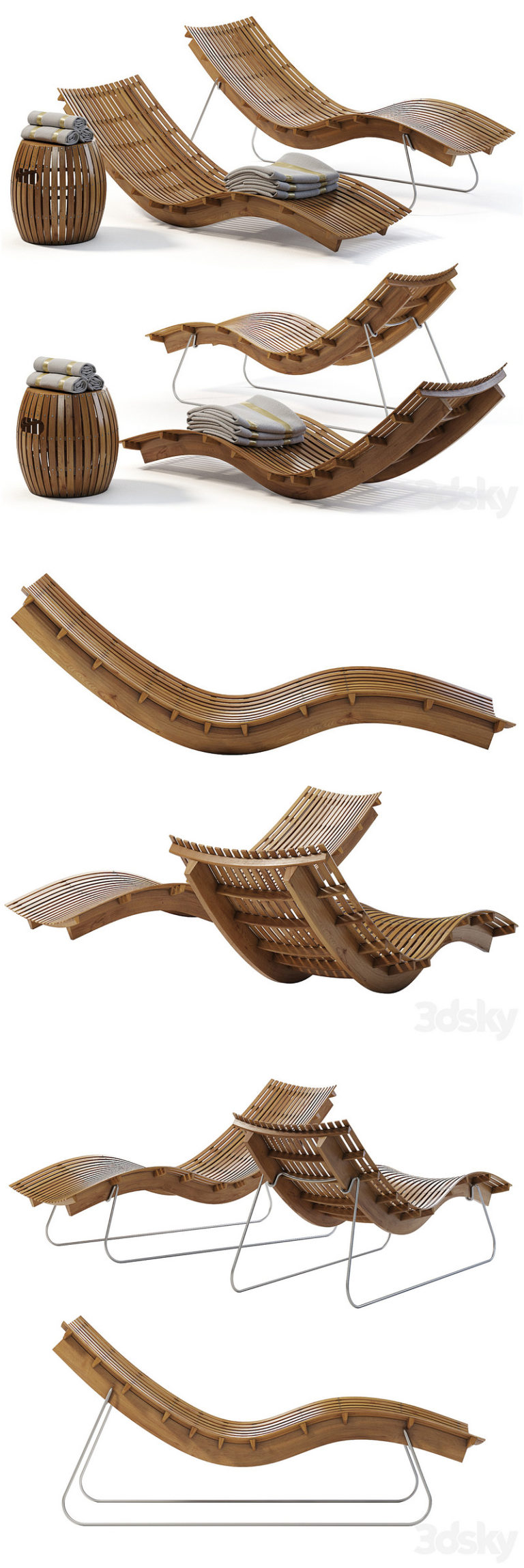 Desire FX 3d models | Swing teak stacking chaise longue – 3D Model