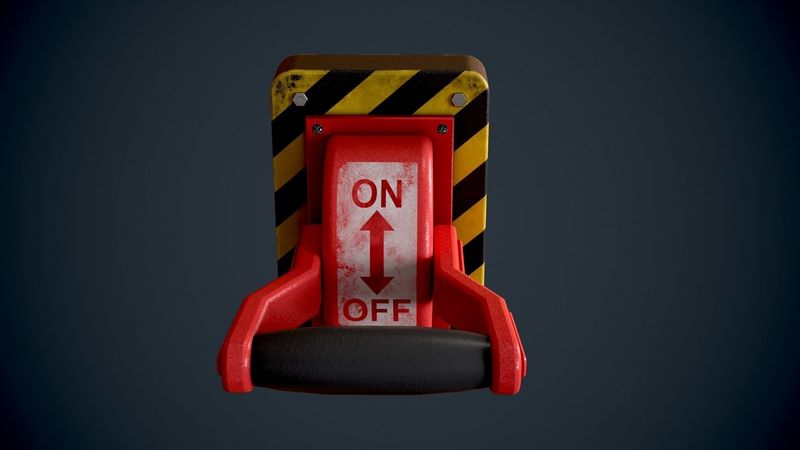 Desire FX 3d models | Sci Fi Red Lever power switch Low-poly 3D model