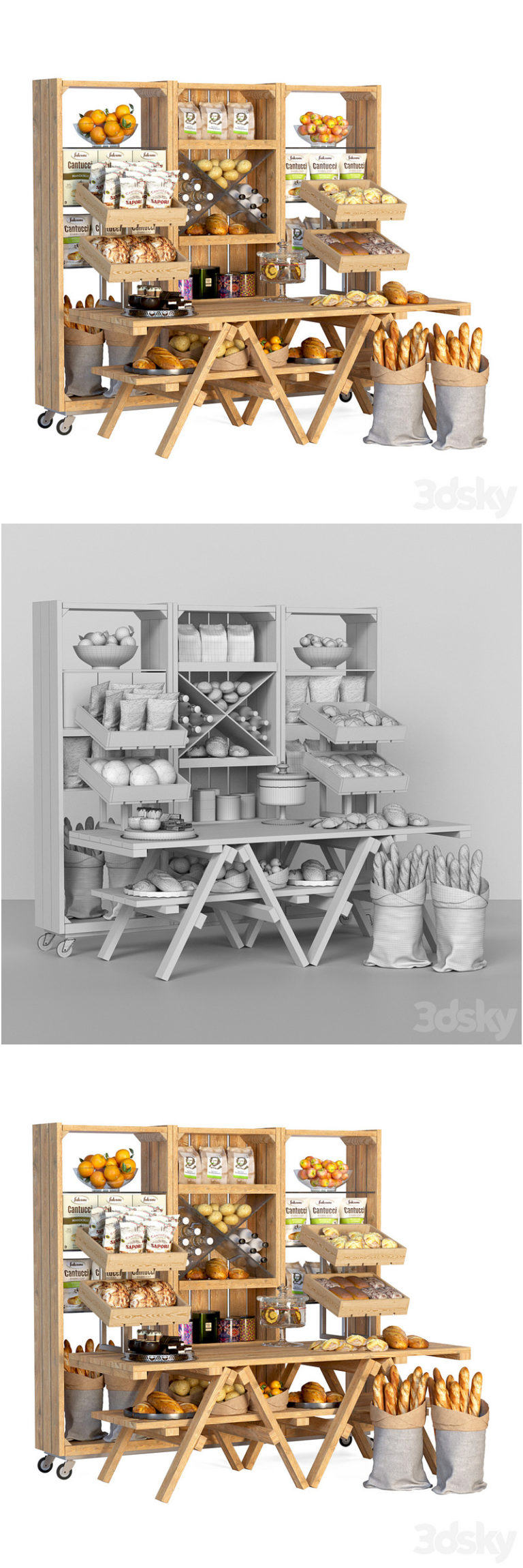 Desire FX 3d models | Showcase at the market with products, pastries ...