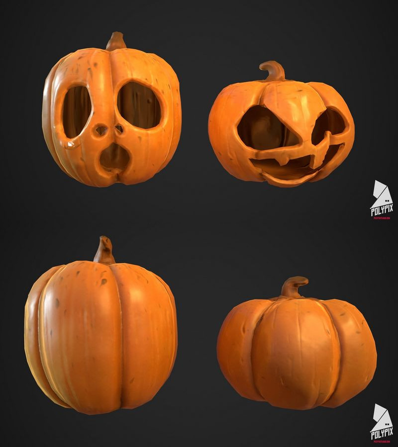 Haloween Pumkins Low-poly 3D model