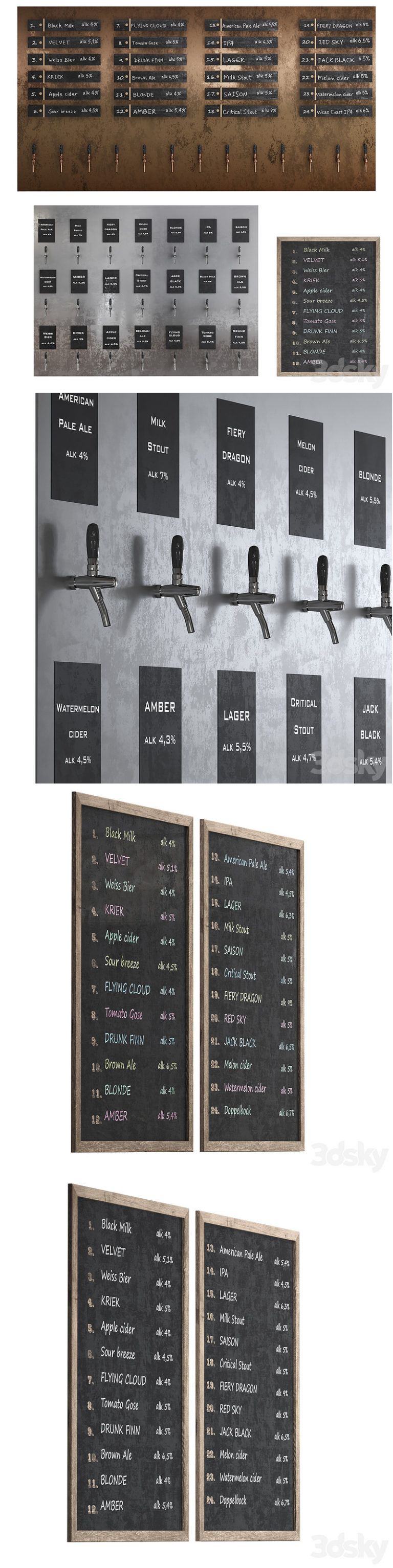 Modelas Menu Desire FX 3d models | Beer menu on taps – 3D Model