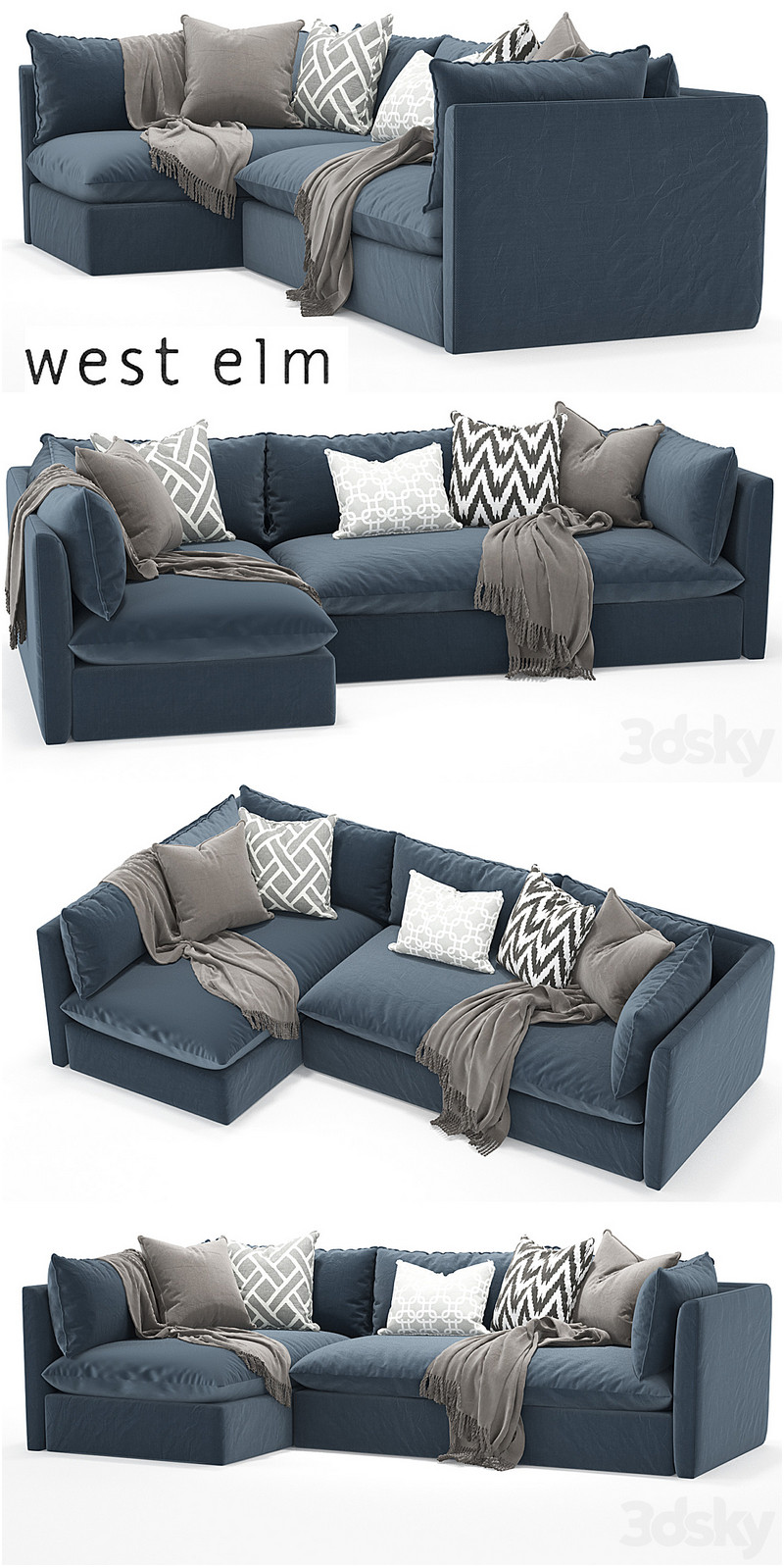 West elm _Shelter Sectional sofa – 3D Model