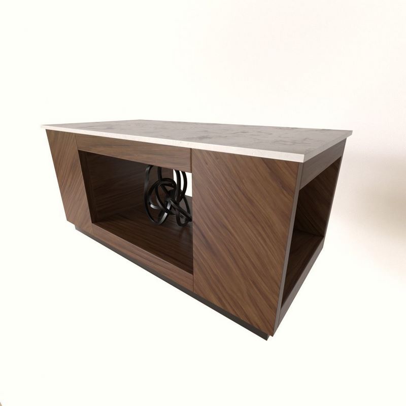 Desire FX 3d models | Marble and Wood Coffee Table Low-poly 3D model