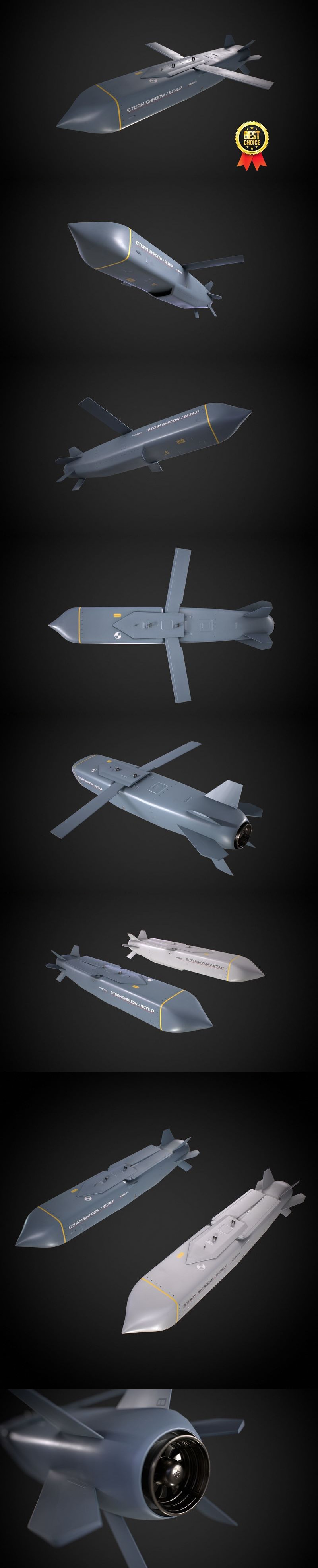 Cruise missile Storm Shadow SCALP EG Low-poly 3D model