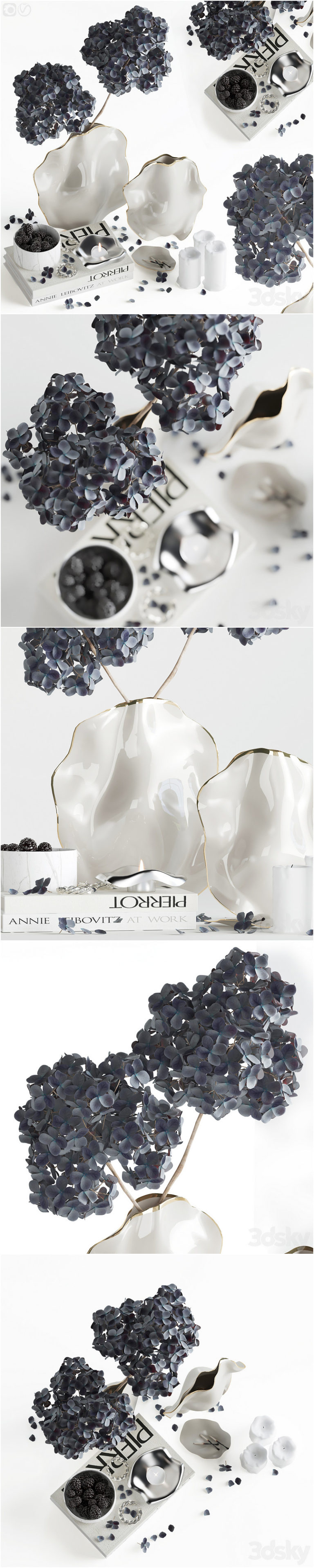 Desire FX 3d models | Decorative set with hydrangea – 02 – 3D Model
