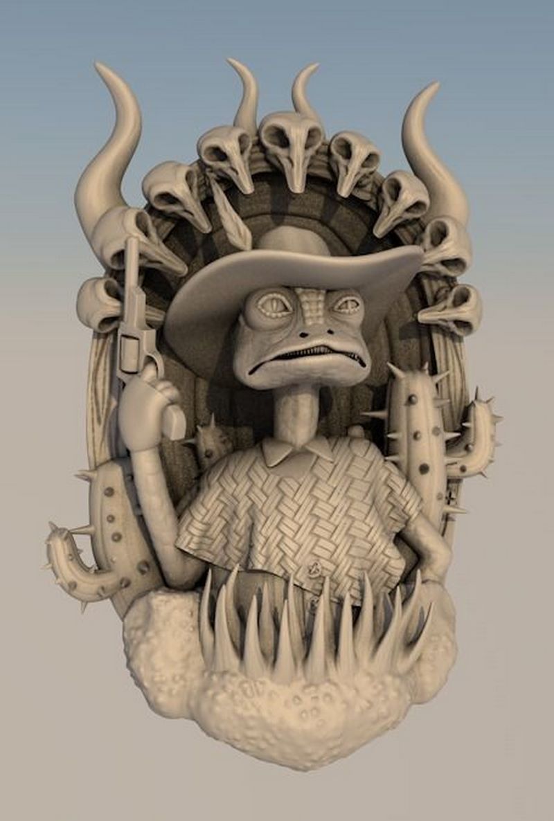 Desire FX 3d models | Chameleon of the old west Rango 3D print model