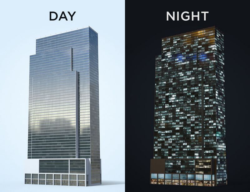 Desire FX 3d models | Office Building Day and Night Low-poly 3D model