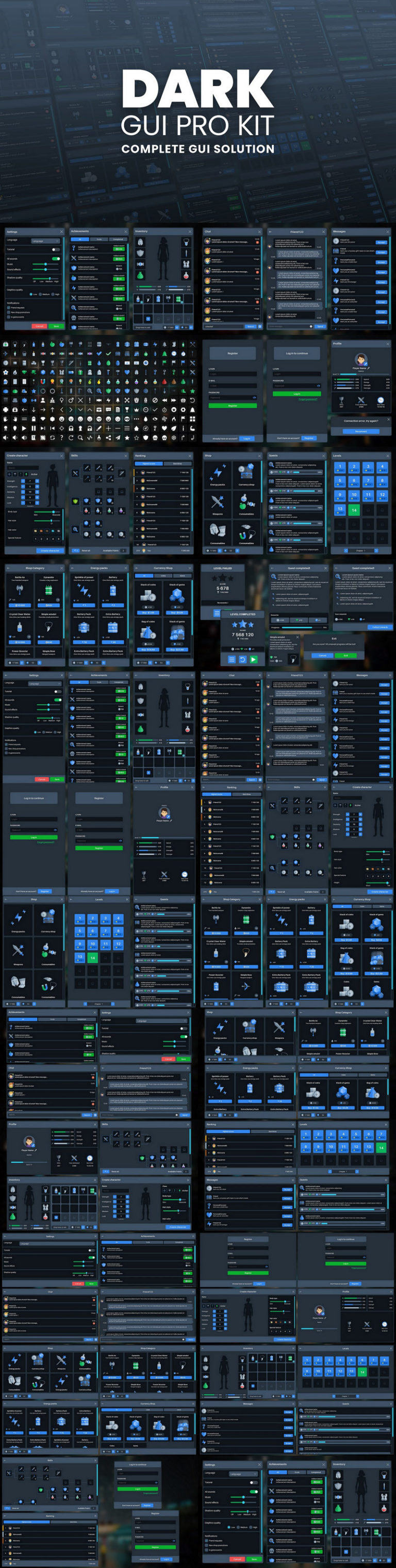 Desire FX 3d models | Dark GUI – UI – Main Menu Pro KIT – Complete Solution