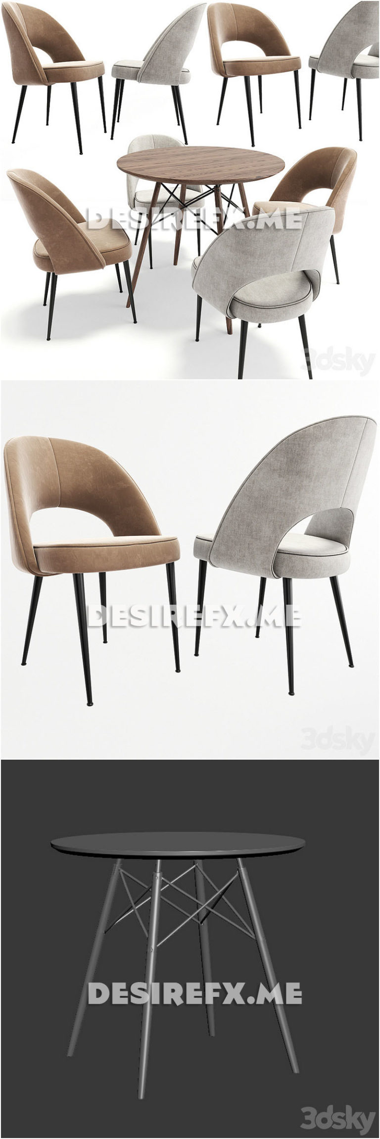 Desire FX 3d models | Dining Chair Set 08 – 3D Model