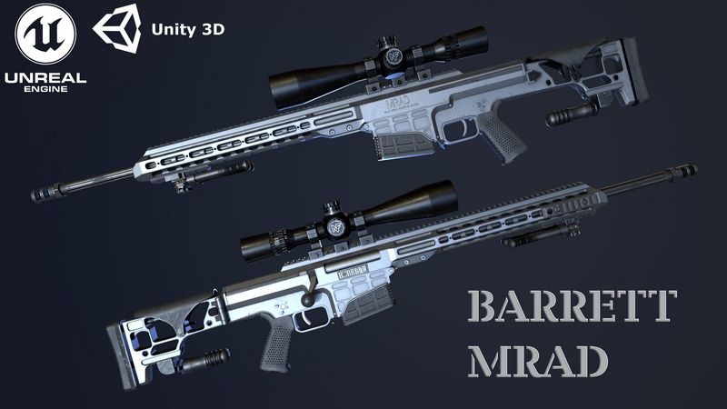 Desire FX 3d models | BARRETT MRAD – GAME READY MODEL 4K Low-poly 3D model