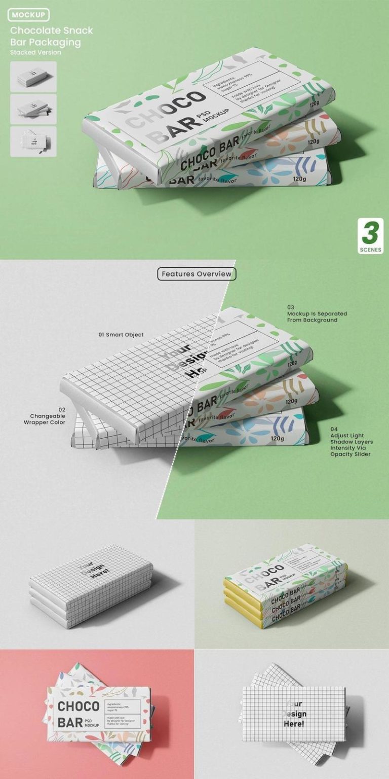 Stack Packaging Design Desire FX 3d models | Stacked Chocolate Bar Packaging Mockup AYVLYCJ