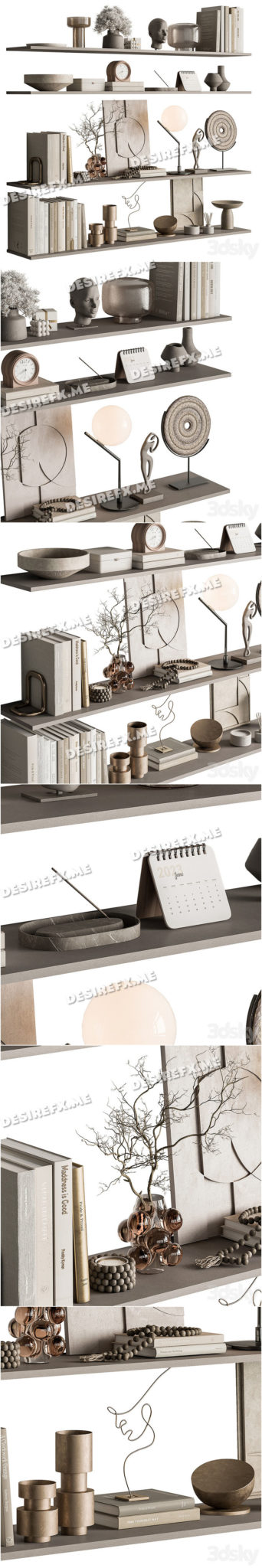 Desire FX 3d models | Decorative Set on Shelves 146 – 3D Model
