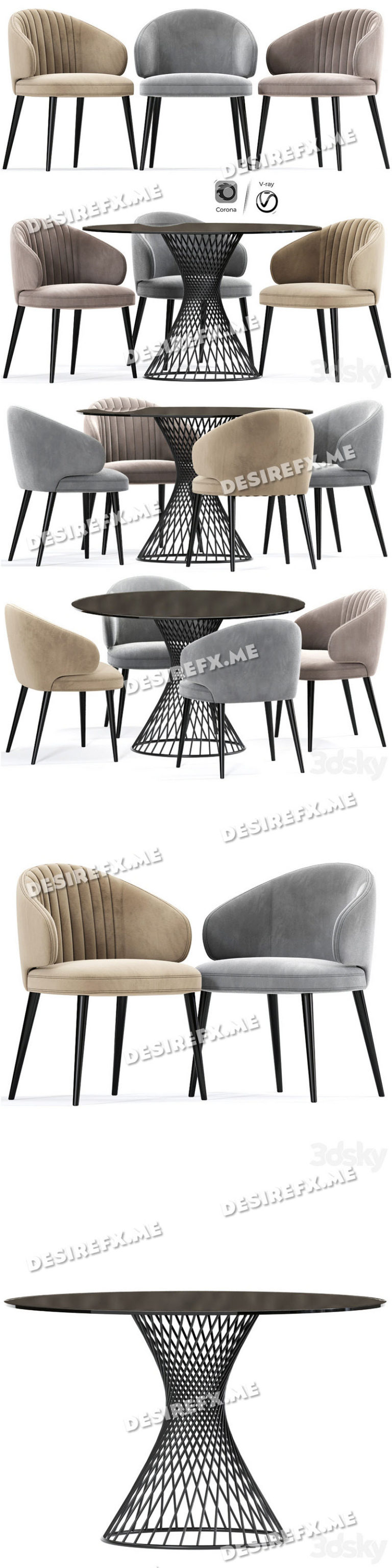 Desire FX 3d models | Strip Modrest Carlton Dining Chair Table – 3D Model