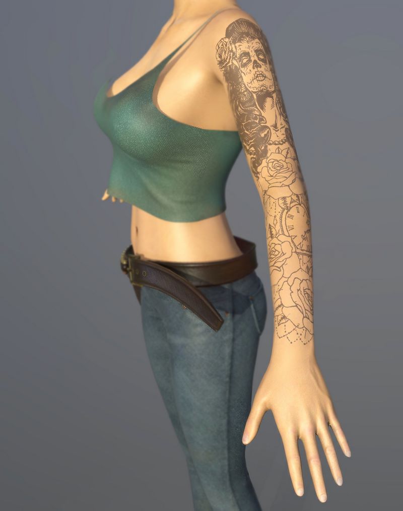 Desire FX 3d models | Shooter woman with tattoos and jeans Low-poly 3D ...