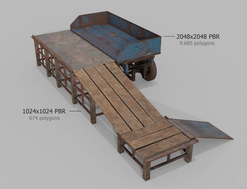 Desire FX 3d models | Medieval wagon ramp PRB game-ready low-poly asset ...