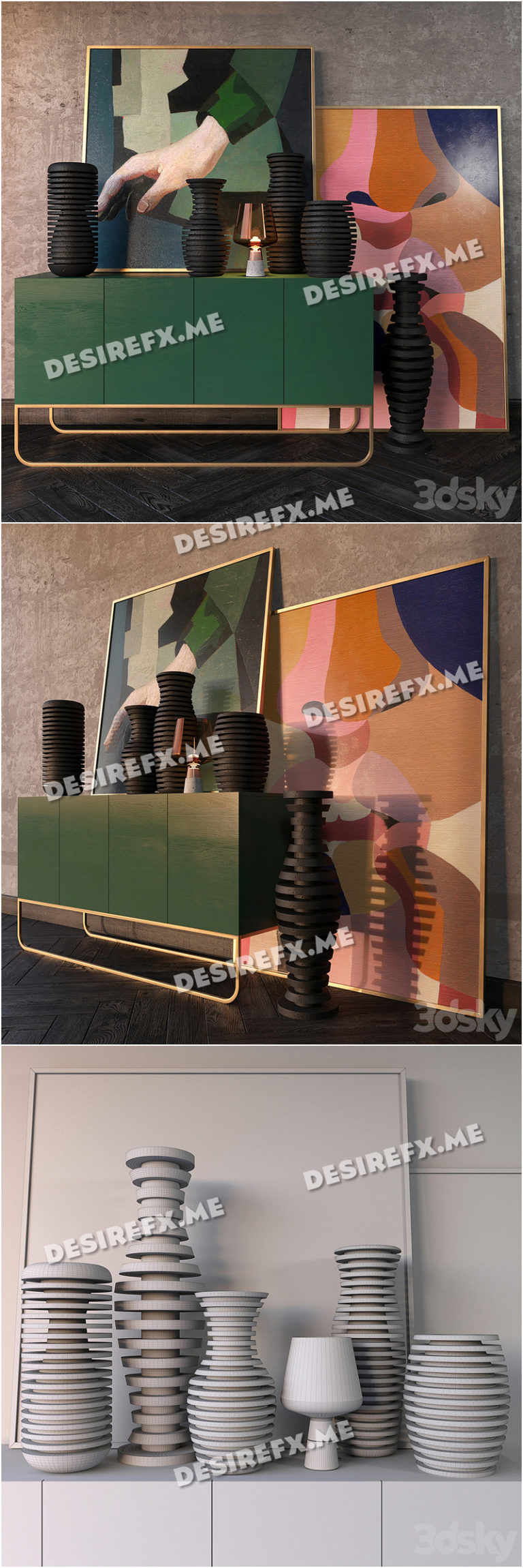 Desire FX 3d models | Decorative set of Vases – 3D Model