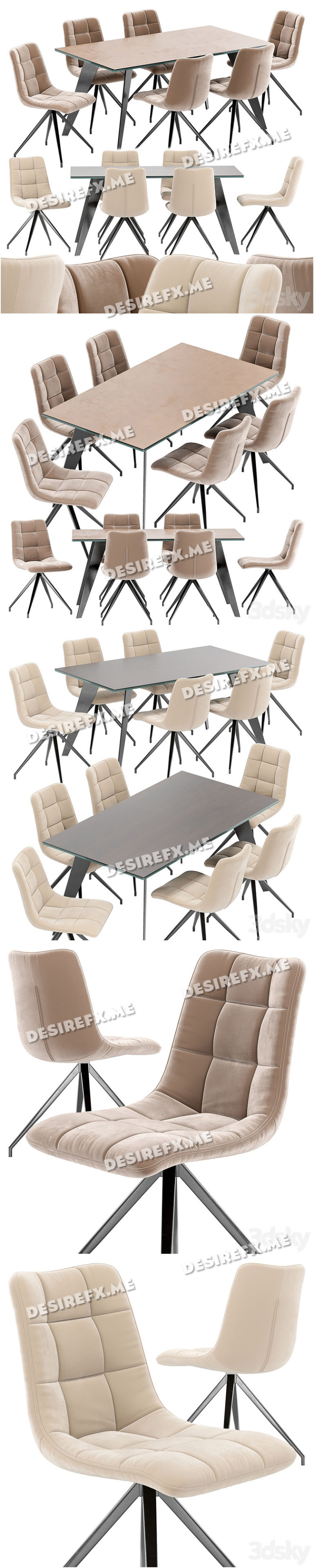 Desire FX 3d models | Sedia Diamond dining chair and Nack table – 3D Model