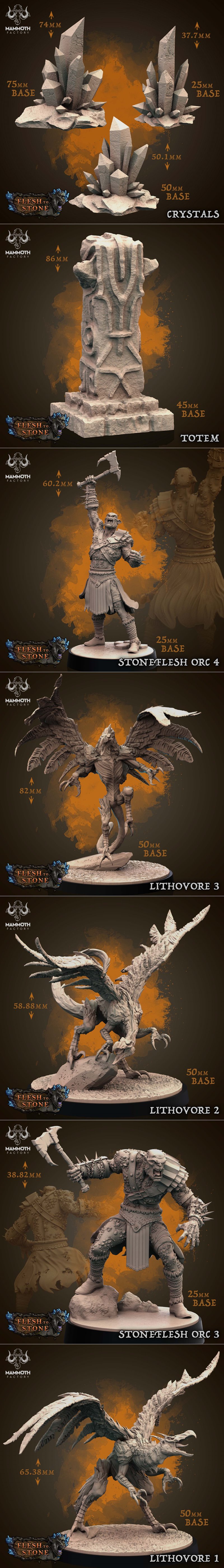 Collection of fantasy 3D printable models: Mountain Ogre, Hurongar Stonfist, Brynnah Head-Taker, and Valhya. Includes...