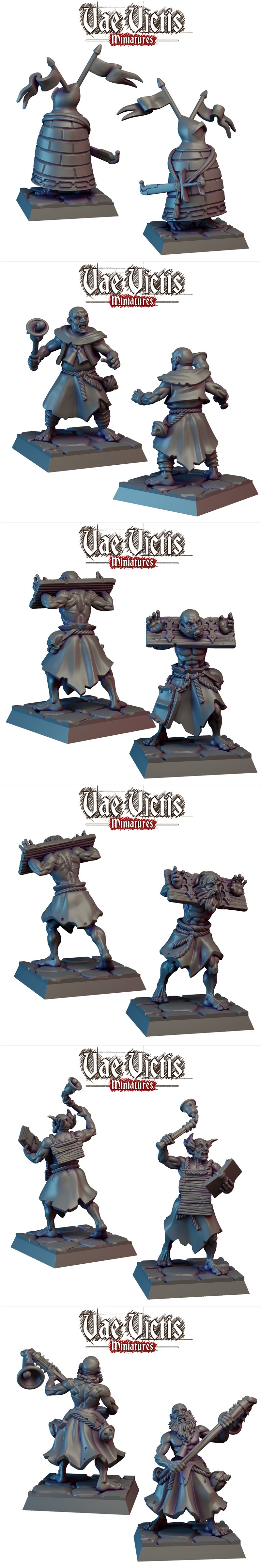 Collection of Vae Victis Miniatures 'Fanatics Vol.1' 3D print models, featuring gothic fantasy cultists and undead fi...