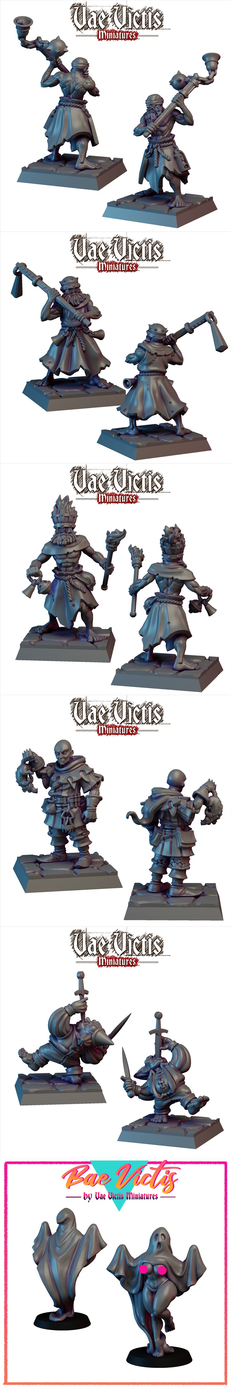 Collection of Vae Victis Miniatures 'Fanatics Vol.1' 3D print models, featuring gothic fantasy cultists and undead fi...
