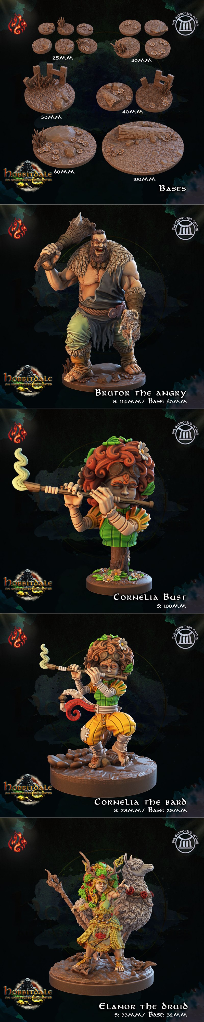 3D printable fantasy models from Crippled God Foundry's Hobbitdale collection, featuring peasants, commoners, and a m...