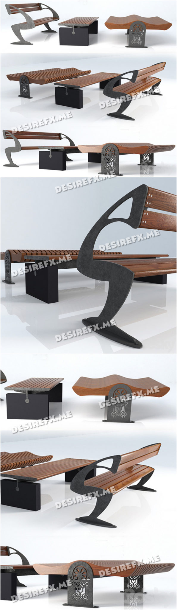 Desire FX 3d models | Wooden benches with metal fittings – 3D Model