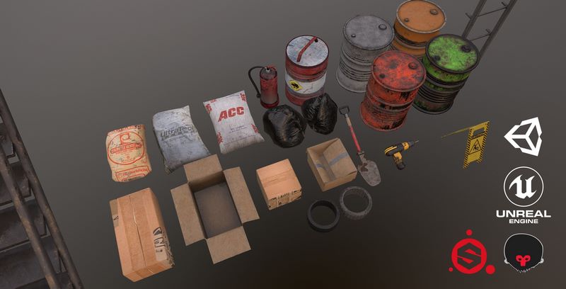 Desire FX 3d models | Industrial Asset Pack Low-poly 3D model