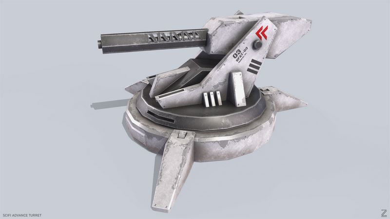 Desire FX 3d models | Scifi advance turret Low-poly 3D model