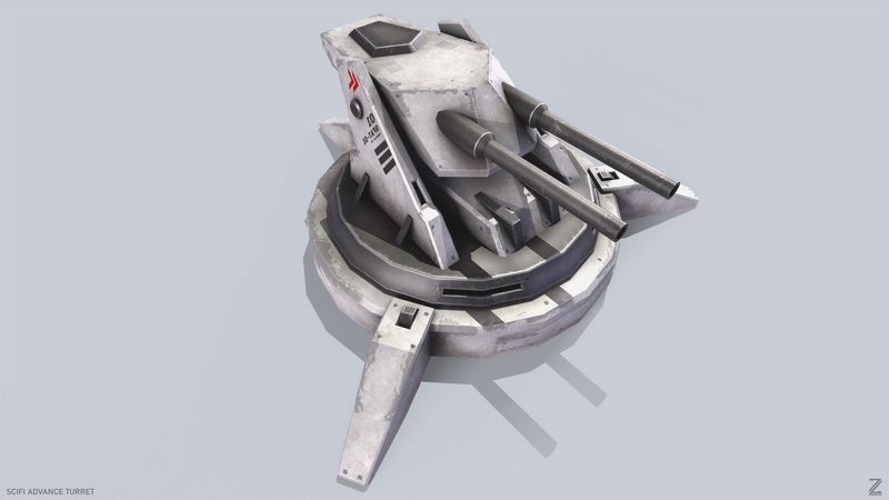 Desire FX 3d models | Scifi advance turret Low-poly 3D model