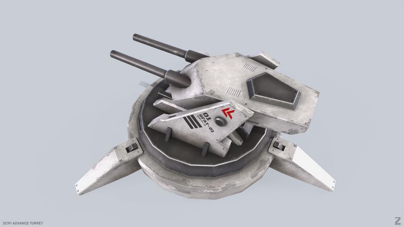 Desire FX 3d models | Scifi advance turret Low-poly 3D model