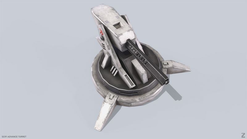 Desire FX 3d models | Scifi advance turret Low-poly 3D model