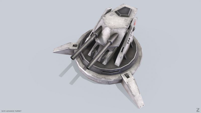 Desire FX 3d models | Scifi advance turret Low-poly 3D model