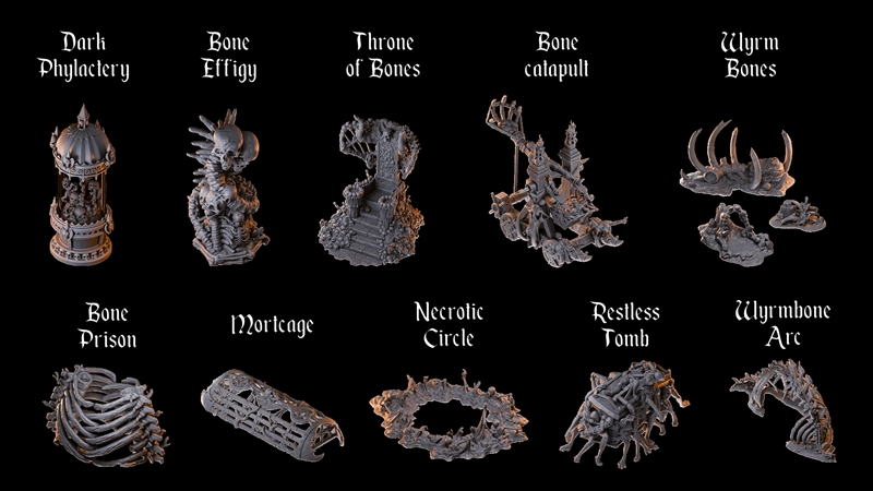 Collection of fantasy 3D printable models from Loot Studios, featuring demons, dragons, goblins, and undead character...