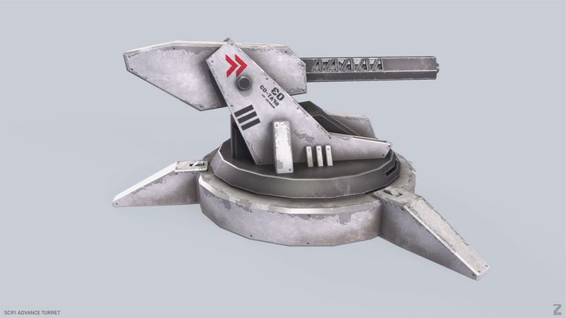 Desire FX 3d models | Scifi advance turret Low-poly 3D model