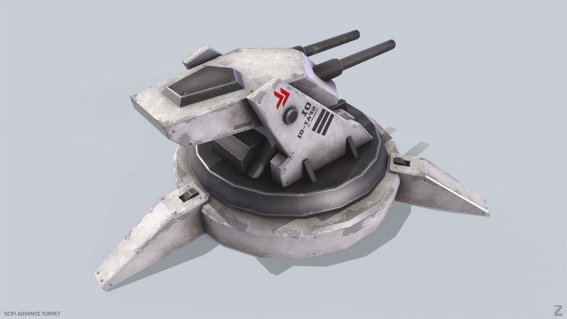 Desire FX 3d models | Scifi advance turret Low-poly 3D model
