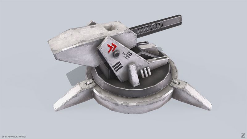 Desire FX 3d models | Scifi advance turret Low-poly 3D model