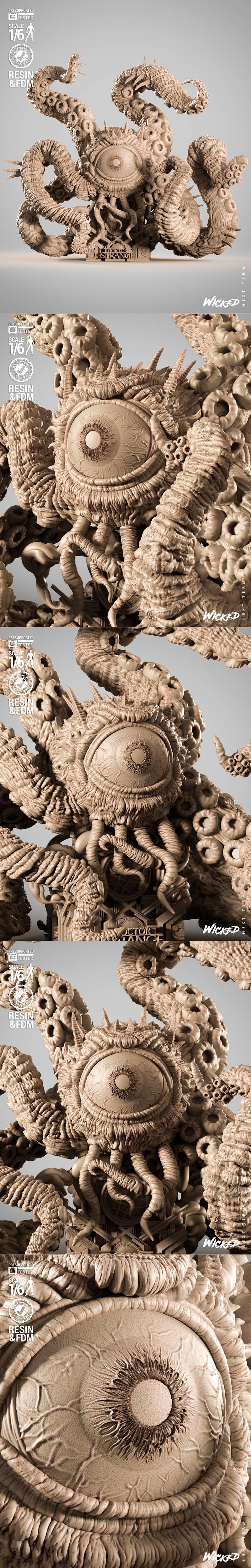 3D model sculpture of Shuma-Gorath, a cosmic entity with a giant eye and numerous tentacles, designed for 1/6 scale p...
