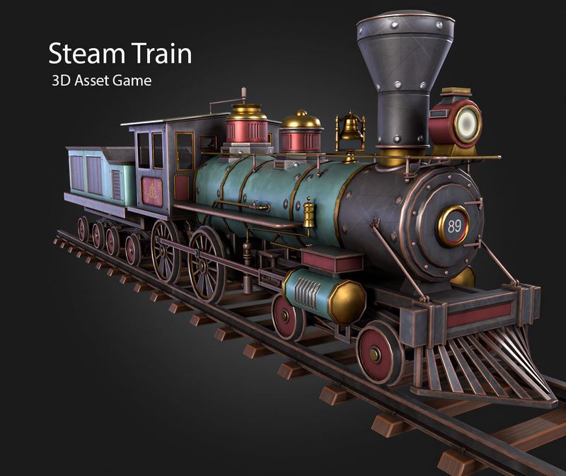 Desire FX 3d models | Steam Train Low-poly 3D model