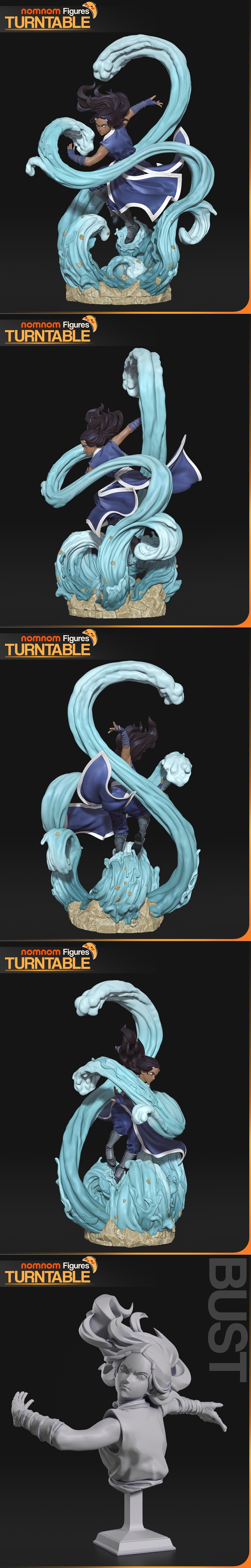 Katara from Avatar: The Last Airbender in a dynamic waterbending pose, surrounded by swirling water effects. Nomnom F...