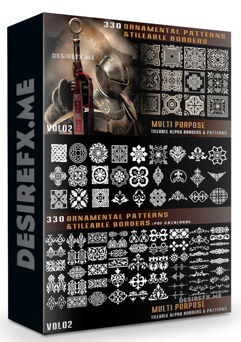 Desire FX 3d models | 330 ornamental patterns & tileable borders-vol 02
