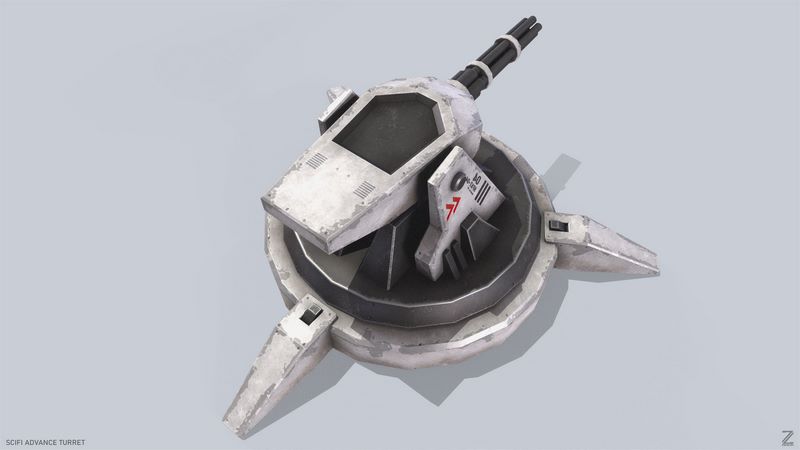 Desire FX 3d models | Scifi advance turret Low-poly 3D model