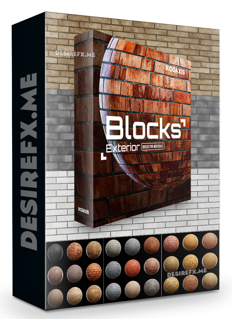 Desire FX 3d models | CGAxis Blocks Exterior Brick Walls PBR Textures