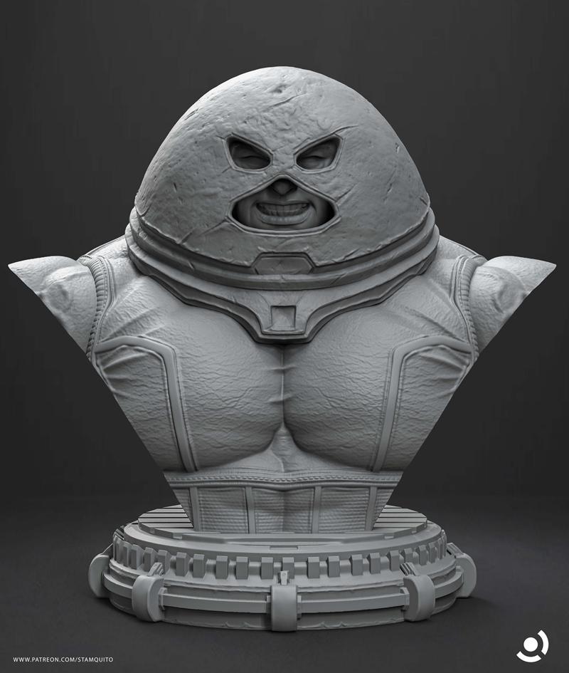 Juggernaut bust 3D model by Stayln Quitto, featuring iconic helmet with eye slits, muscular chest, and detailed armor...
