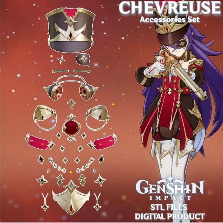 Chevreuse Design Desire FX 3d models | Chevreuse Accessories Cosplay Set Genshin Impact ...