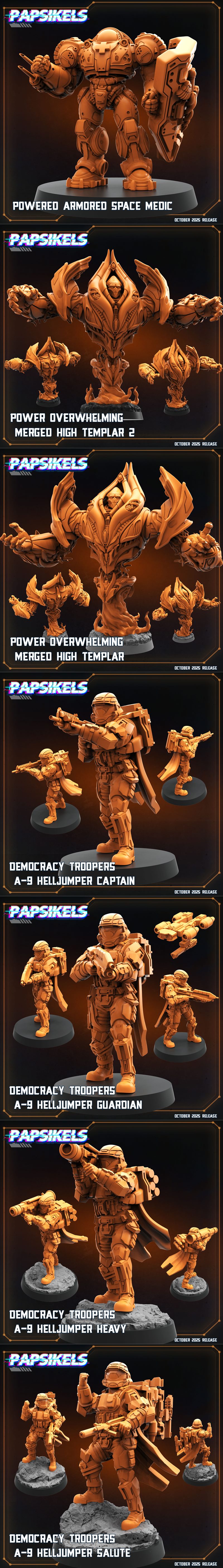 Collection of 3D printable sci-fi miniatures for 'Aliens vs Humans: Xeno Earth' by Papsikels Miniatures. Features hum...