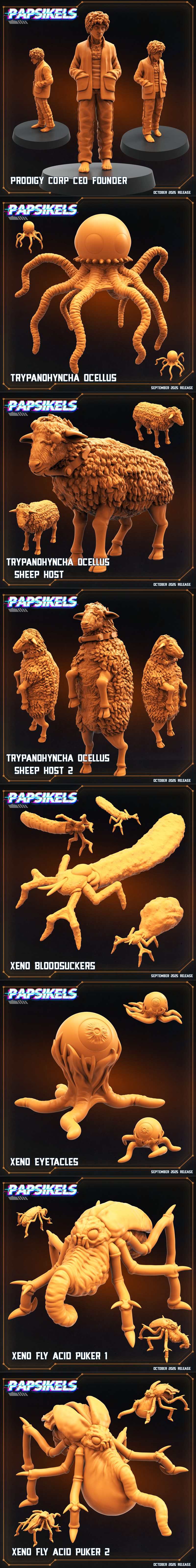 Collection of 3D printable sci-fi miniatures for 'Aliens vs Humans: Xeno Earth' by Papsikels Miniatures. Features hum...