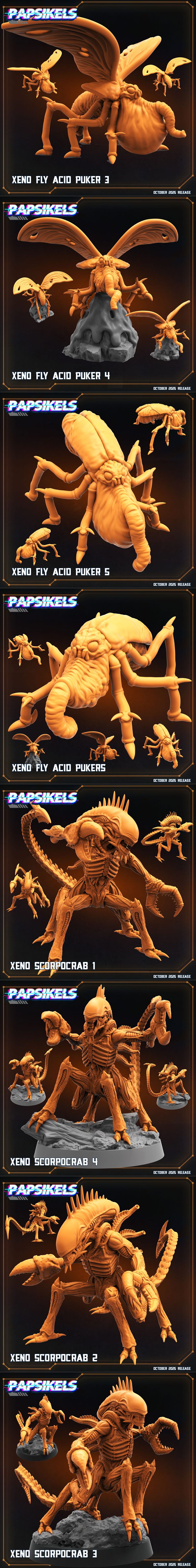 Collection of 3D printable sci-fi miniatures for 'Aliens vs Humans: Xeno Earth' by Papsikels Miniatures. Features hum...