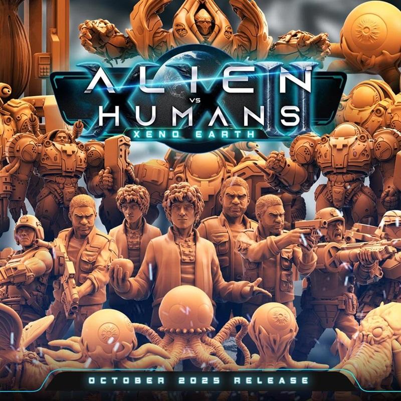 Collection of 3D printable sci-fi miniatures for 'Aliens vs Humans: Xeno Earth' by Papsikels Miniatures. Features hum...